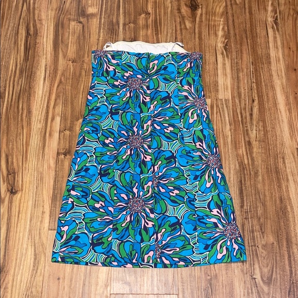 Lilly Pulitzer women’s 4 small dress Strapless Blue Green Floral Bowen vintage - Picture 3 of 9